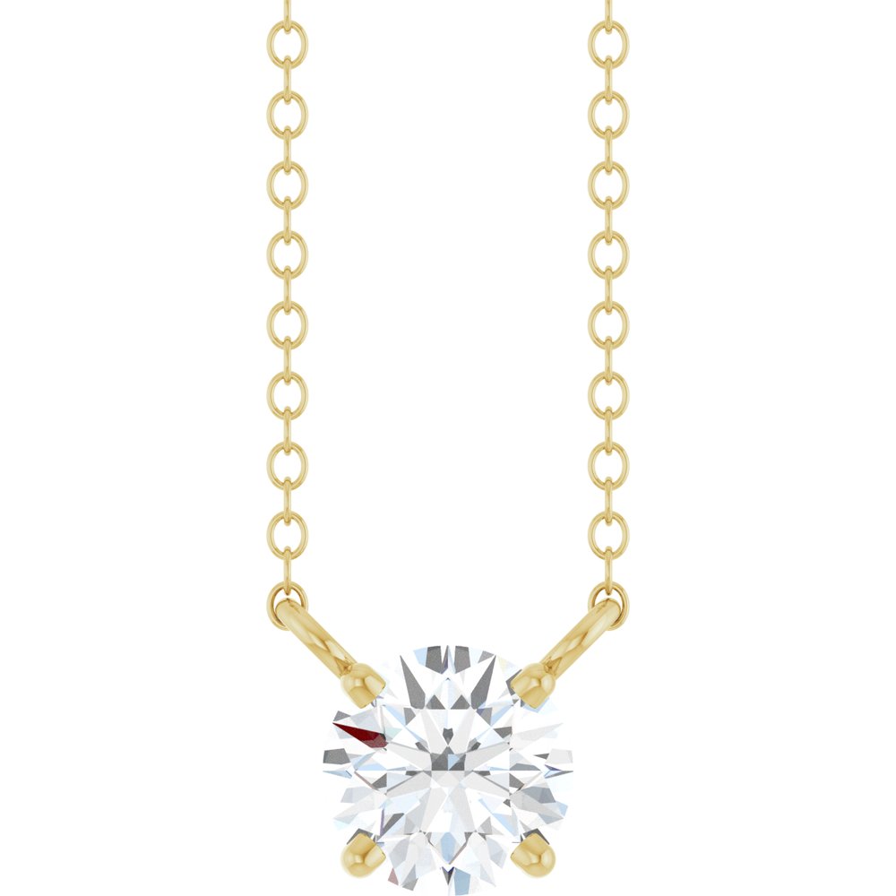 14K Yellow Gold 1/2 CT Lab-Grown Diamond Solitaire 18" Necklace 