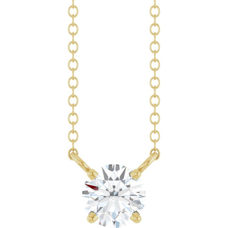 14K Yellow Gold 1/2 CT Lab-Grown Diamond Solitaire 18" Necklace 