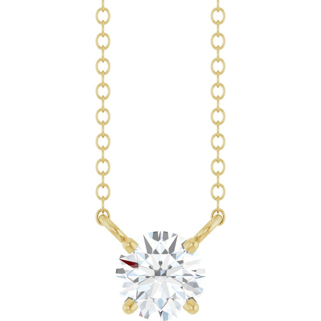 14K Yellow Gold 1/2 CT Lab-Grown Diamond Solitaire 18" Necklace 
