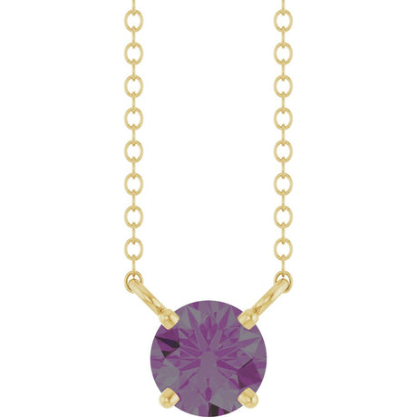 14K Yellow Gold Lab-Grown Alexandrite Solitaire 18" Necklace 