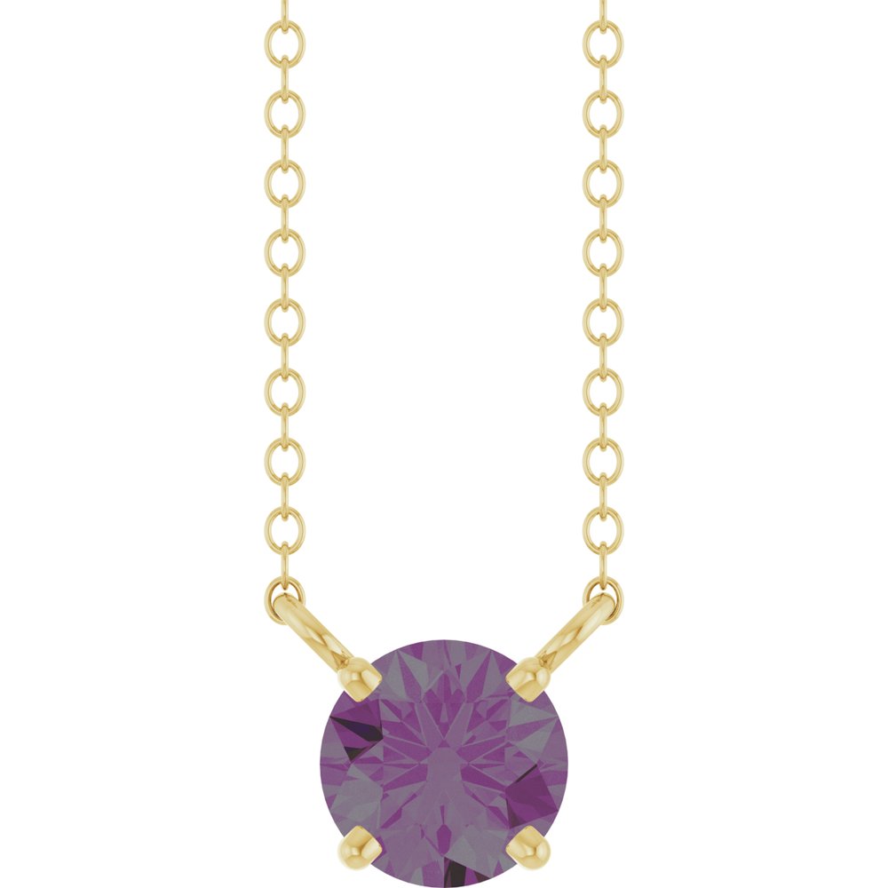 14K Yellow Gold Lab-Grown Alexandrite Solitaire 18" Necklace 