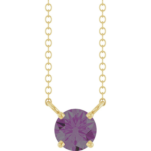 14K Yellow Gold Lab-Grown Alexandrite Solitaire 18" Necklace 