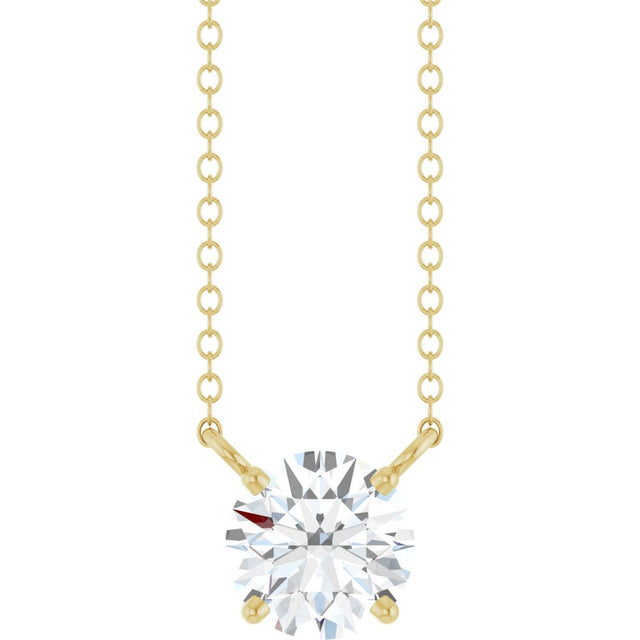 14K Yellow Gold 3/4 CT Lab-Grown Diamond Solitaire 18" Necklace 