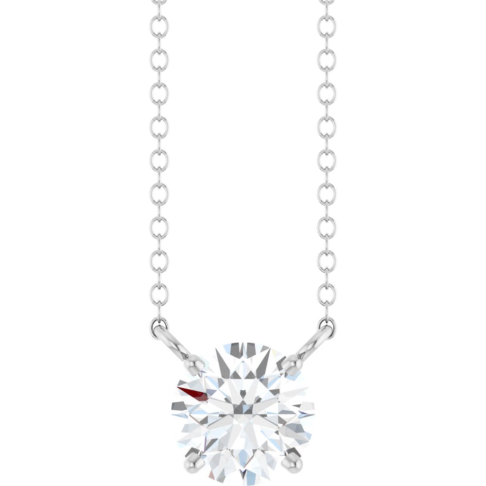 14K White Gold 3/4 CT Lab-Grown Diamond Solitaire 18" Necklace 