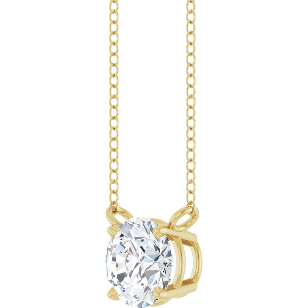 14K Yellow Gold 3/4 CT Lab-Grown Diamond Solitaire 18" Necklace 