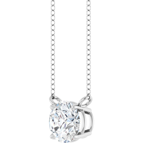 14K White Gold 3/4 CT Lab-Grown Diamond Solitaire 18" Necklace 