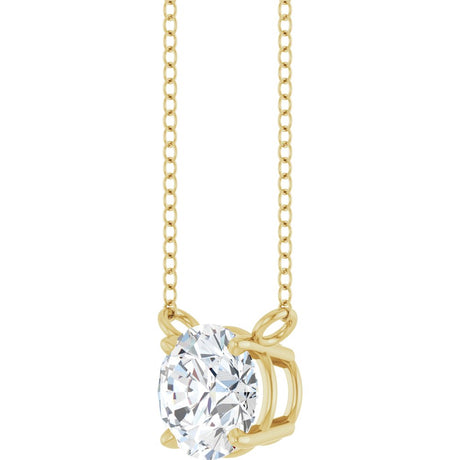 14K Yellow Gold 3/4 CT Lab-Grown Diamond Solitaire 18" Necklace 