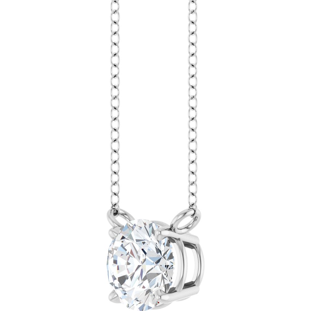 14K White Gold 3/4 CT Lab-Grown Diamond Solitaire 18" Necklace 