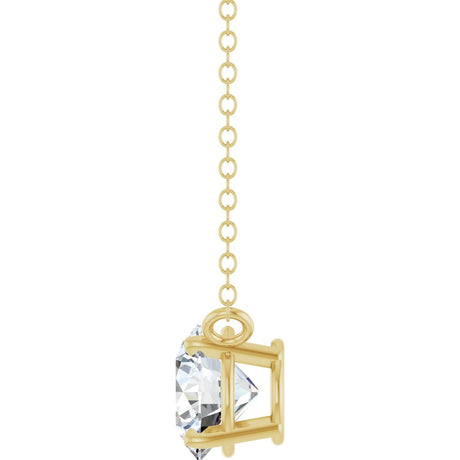 14K Yellow Gold 3/4 CT Lab-Grown Diamond Solitaire 18" Necklace 