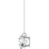 14K White Gold 3/4 CT Lab-Grown Diamond Solitaire 18" Necklace 