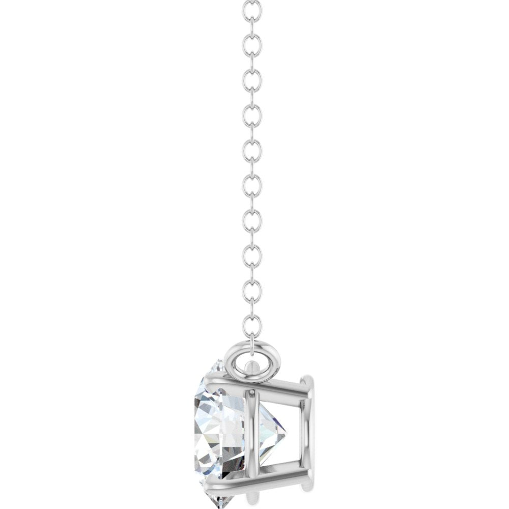 14K White Gold 3/4 CT Lab-Grown Diamond Solitaire 18" Necklace 