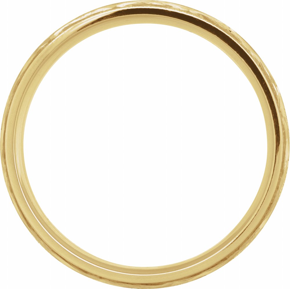 14K Yellow Gold 5 mm Milgrain Edge Geometric Faceted Comfort-Fit Half Round Band Size 10