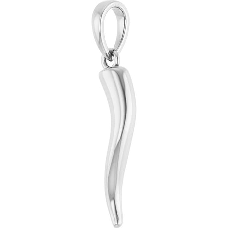 14K White Gold Italian Horn Pendant