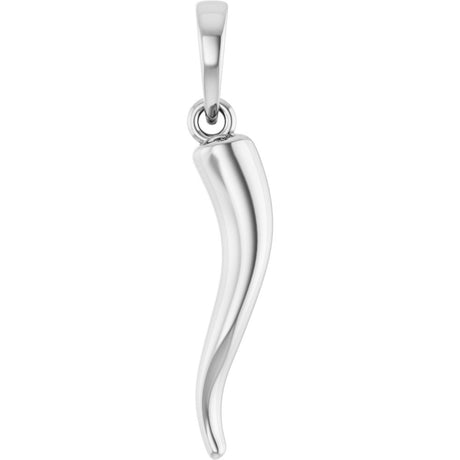 14K White Gold Italian Horn Pendant