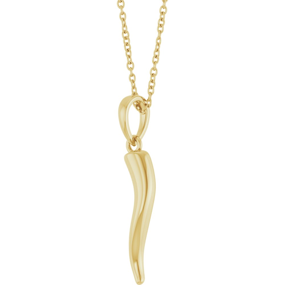 14K Yellow Gold Italian Horn 16-18" Necklace