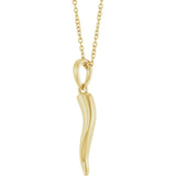 14K Yellow Gold Italian Horn 16-18" Necklace