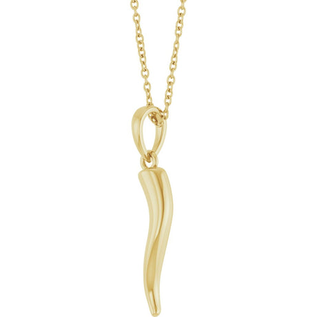 14K Yellow Gold Italian Horn 16-18" Necklace