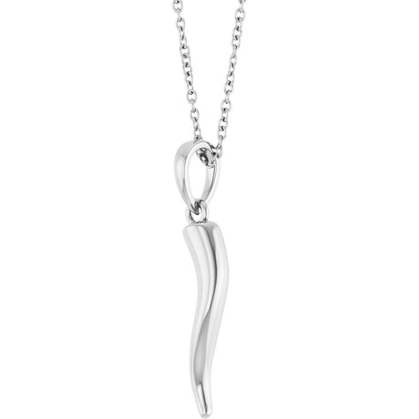 14K White Gold Italian Horn 16-18" Necklace
