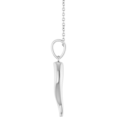 14K White Gold Italian Horn 16-18" Necklace