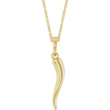 14K Yellow Gold Italian Horn 16-18" Necklace