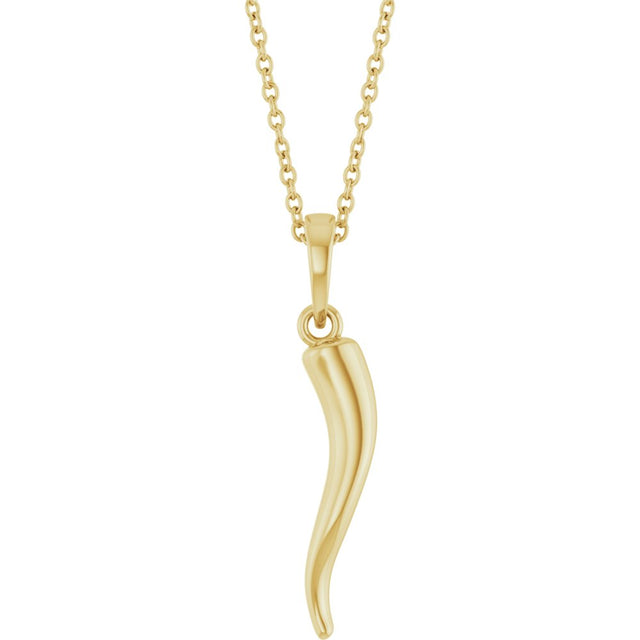 14K Yellow Gold Italian Horn 16-18" Necklace