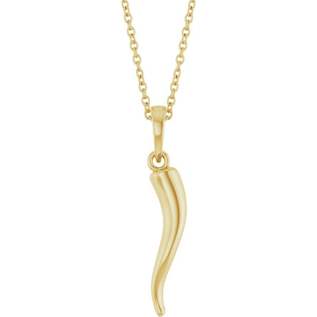 14K Yellow Gold Italian Horn 16-18" Necklace