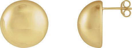 14K Yellow 15 mm Electroform Domed Earrings
