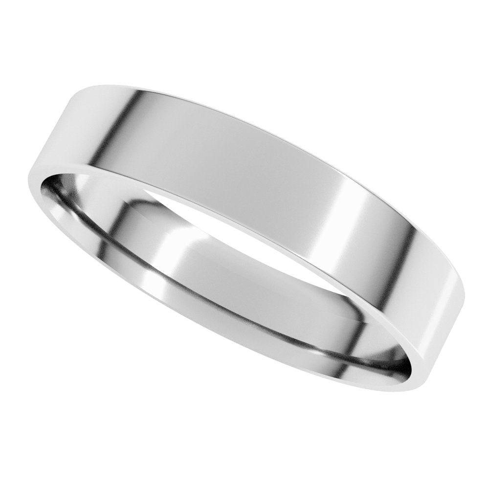 14K White Gold 4 mm Ultra-Lightweight Comfort-Fit Flat Band Size 6