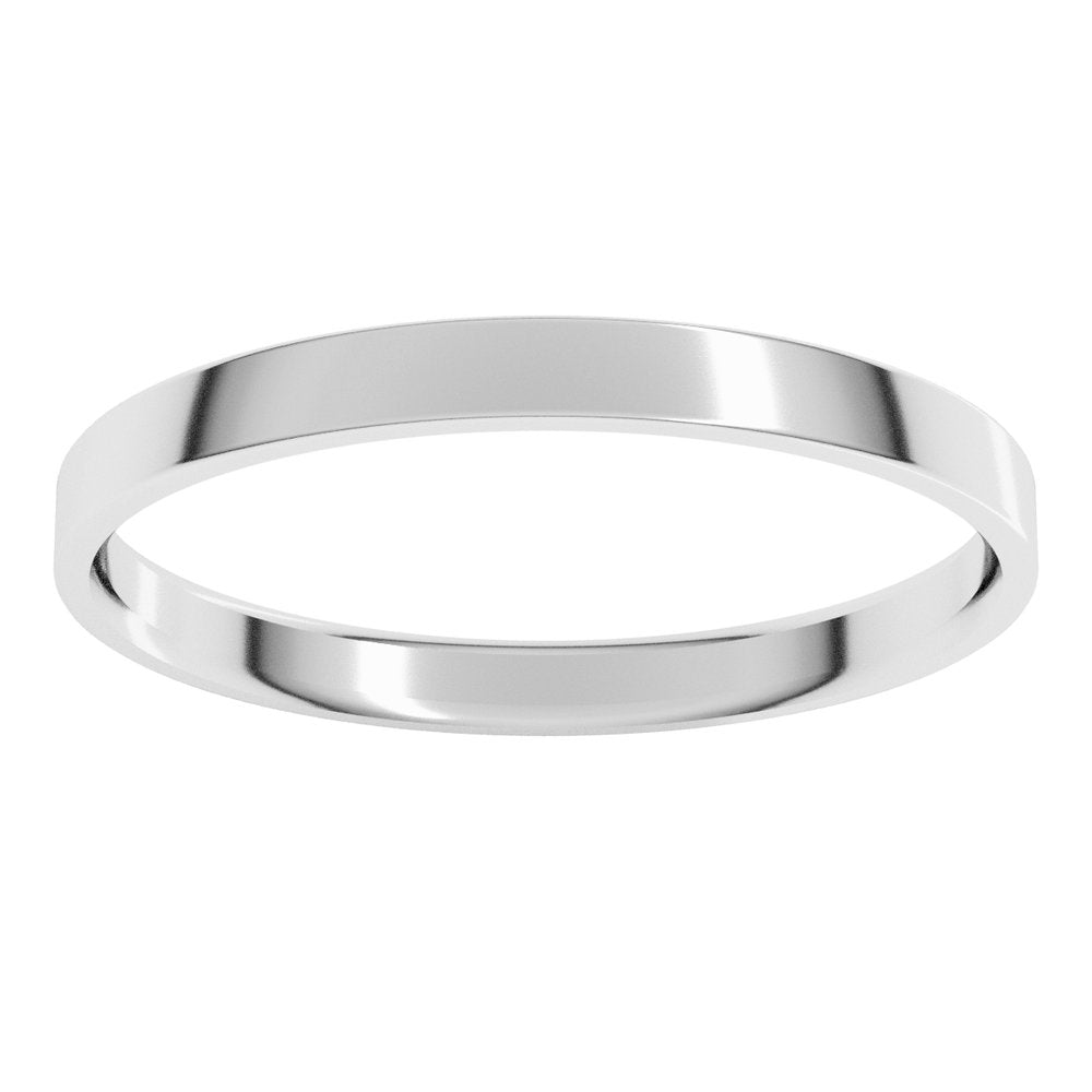 10K White Gold 2 mm Ultra-Lightweight Comfort-Fit Flat Band Size 5