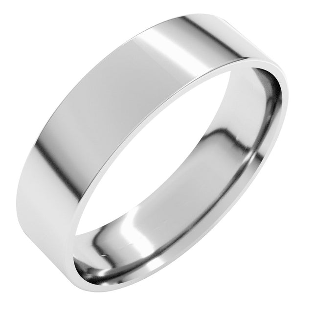 10K White Gold 5 mm Ultra-Lightweight Comfort-Fit Flat Band Size 7.5