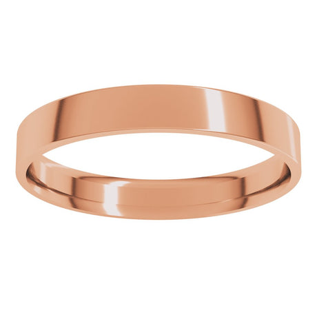 14K Rose Gold 3 mm Ultra-Lightweight Comfort-Fit Flat Band Size 8.5