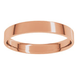 18K Rose Gold 3 mm Ultra-Lightweight Comfort-Fit Flat Band Size 7.5
