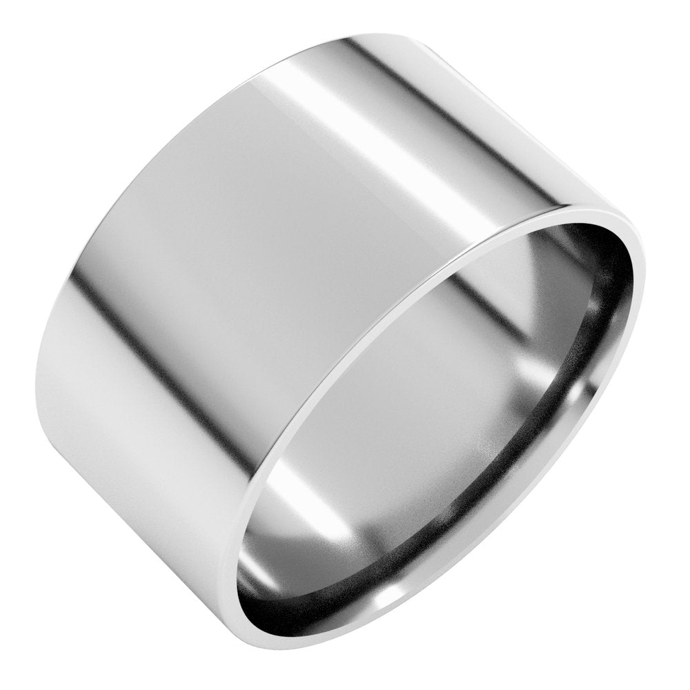 14K White Gold 10 mm Ultra-Lightweight Comfort-Fit Flat Band Size 7.5