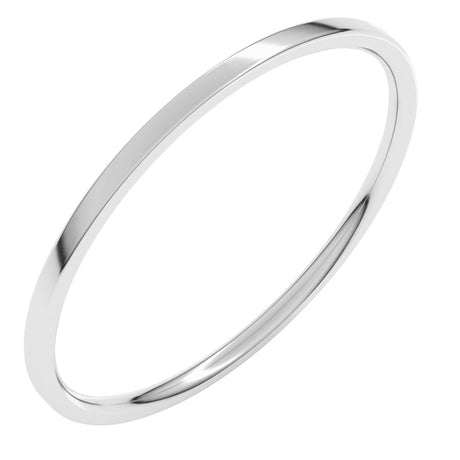 14K White Gold 1 mm Ultra-Lightweight Comfort-Fit Flat Band Size 8.5