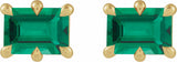 14K Yellow Gold 6x4 mm Lab-Grown Emerald Stud Earrings
