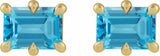 14K Yellow Gold 7x5 mm Natural Swiss Blue Topaz Stud Earrings