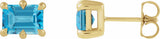 14K Yellow Gold 7x5 mm Natural Swiss Blue Topaz Stud Earrings