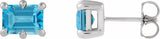 14K White Gold 5x3 mm Natural Swiss Blue Topaz Stud Earrings