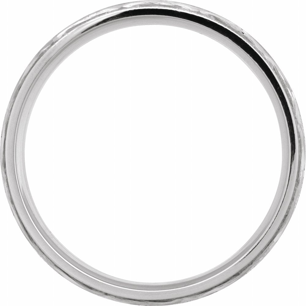 14K White Gold 5 mm Milgrain Edge Geometric Faceted Comfort-Fit Half Round Band Size 8.5