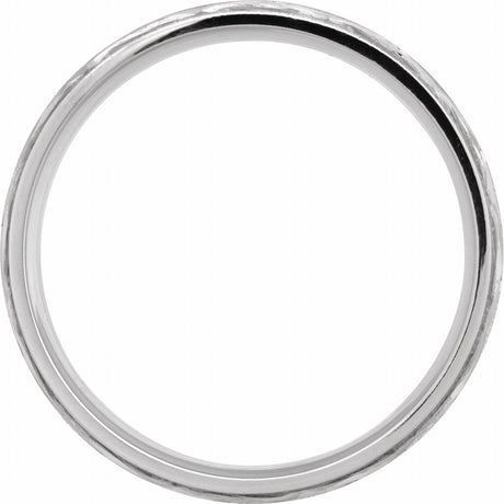 14K White Gold 5 mm Milgrain Edge Geometric Faceted Comfort-Fit Half Round Band Size 8.5