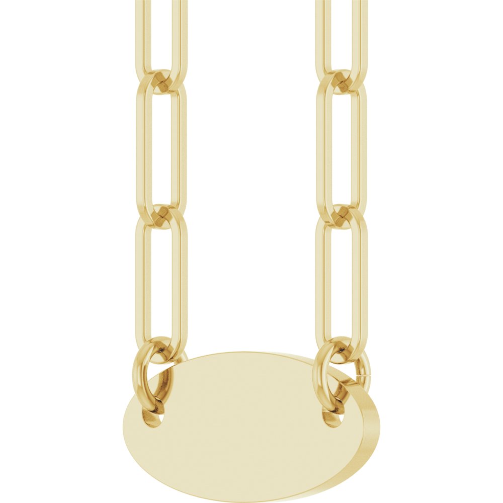 14K Yellow Gold Engravable Oval 18" Necklace