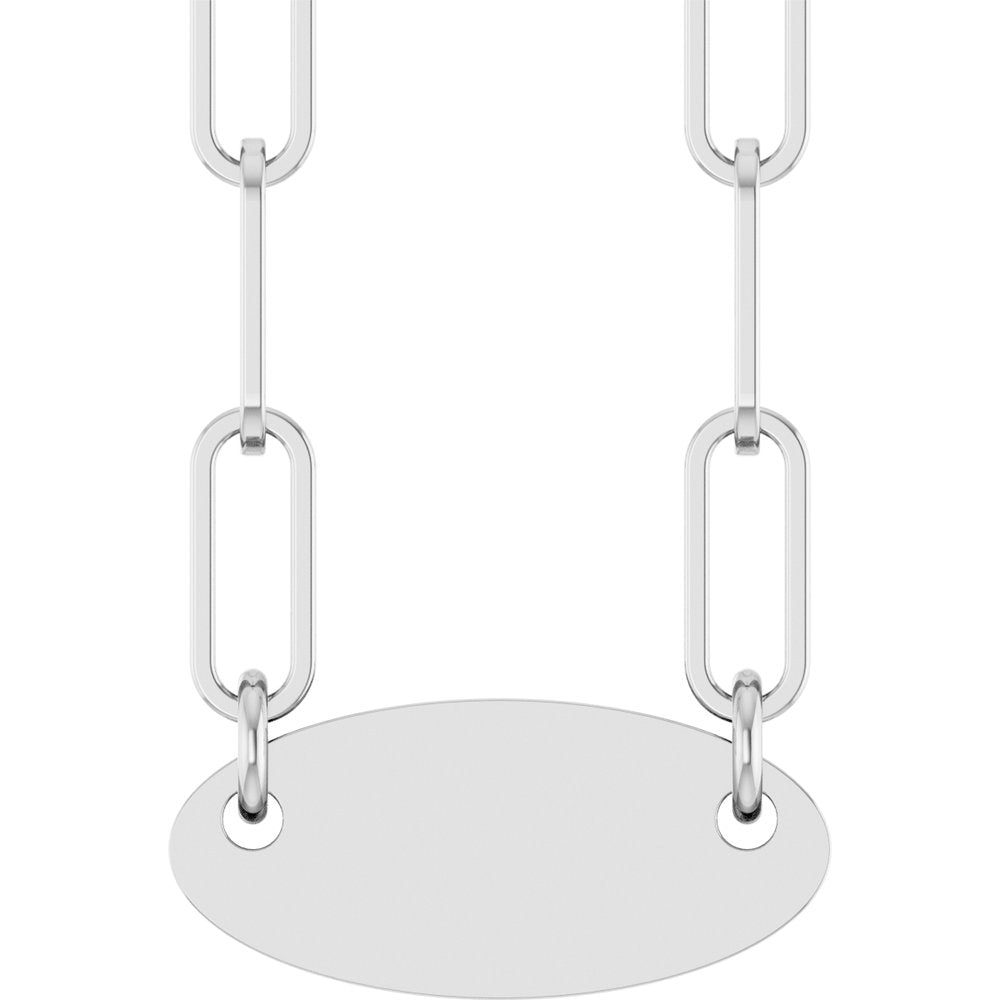 Sterling Silver Engravable Oval 18" Necklace