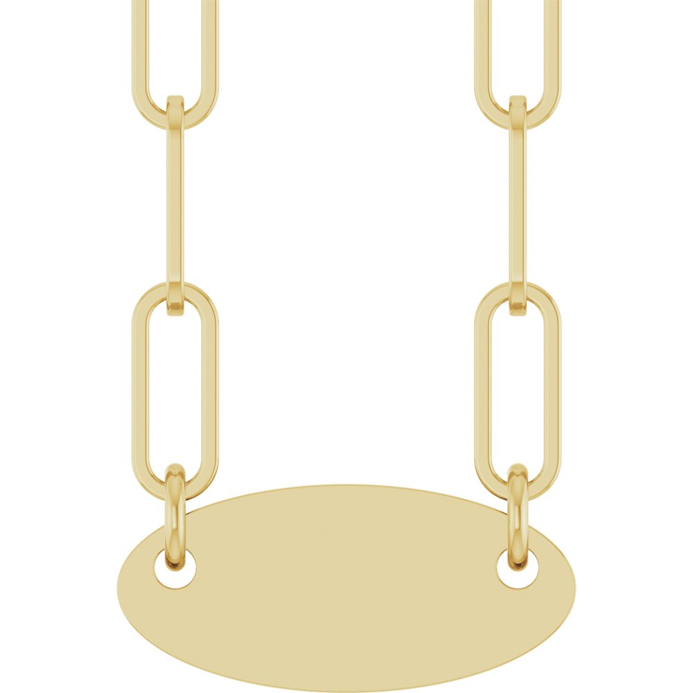 14K Yellow Gold Engravable Oval 18" Necklace