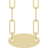 14K Yellow Gold Engravable Oval 18" Necklace