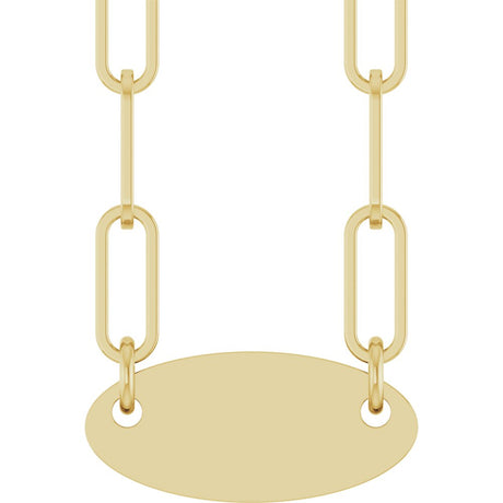 14K Yellow Gold Engravable Oval 18" Necklace