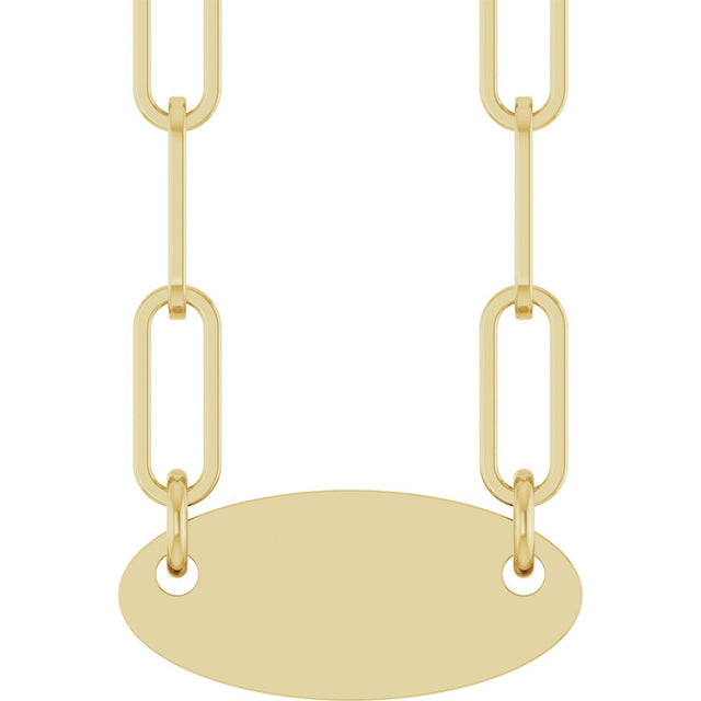 14K Yellow Gold Engravable Oval 18" Necklace