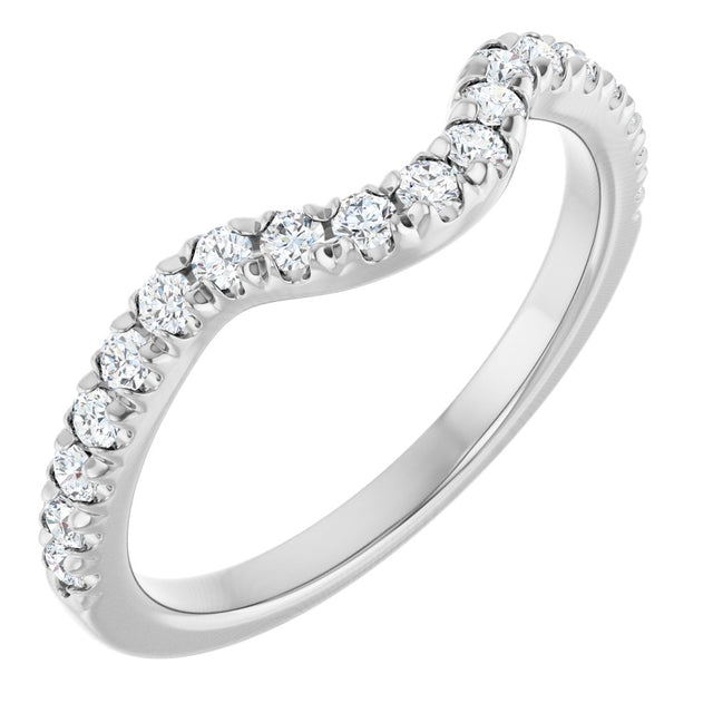14K White Gold 3/8 CTW Natural Diamond Contour Band