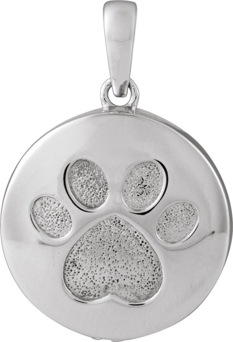 Sterling Silver Paw Print Ash Holder Pendant