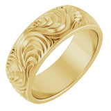 14K Yellow Gold 7 mm Scroll Comfort-Fit Band Size 9