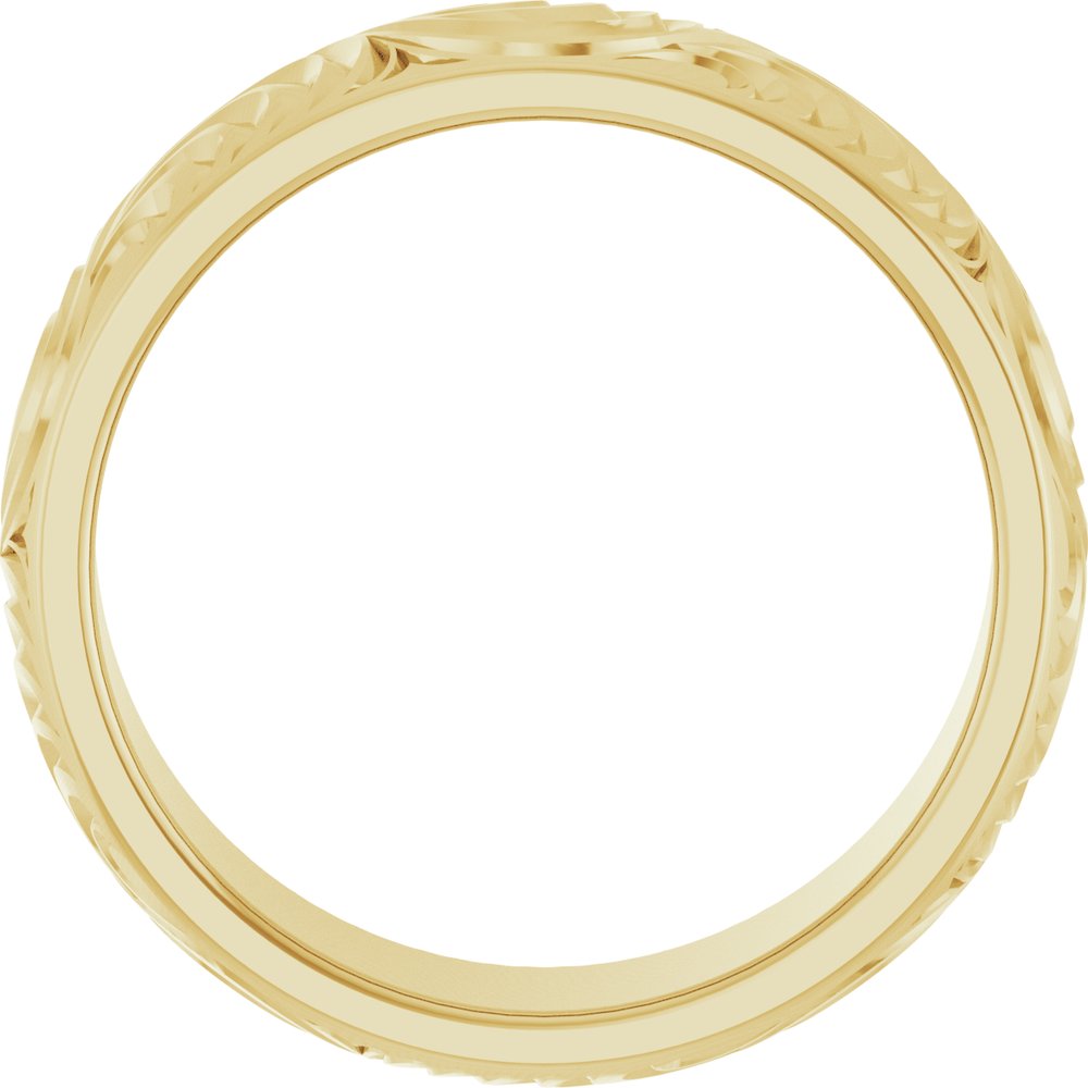 14K Yellow Gold 7 mm Scroll Comfort-Fit Band Size 9